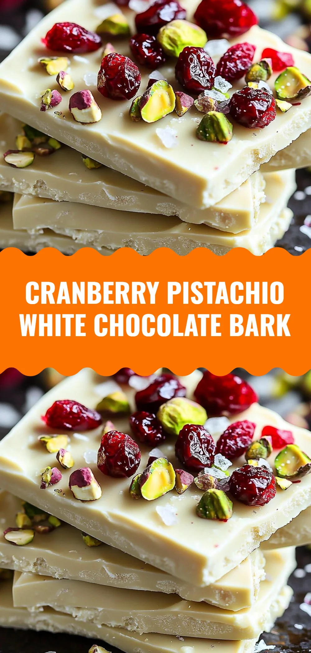 Cranberry Pistachio White Chocolate Bark