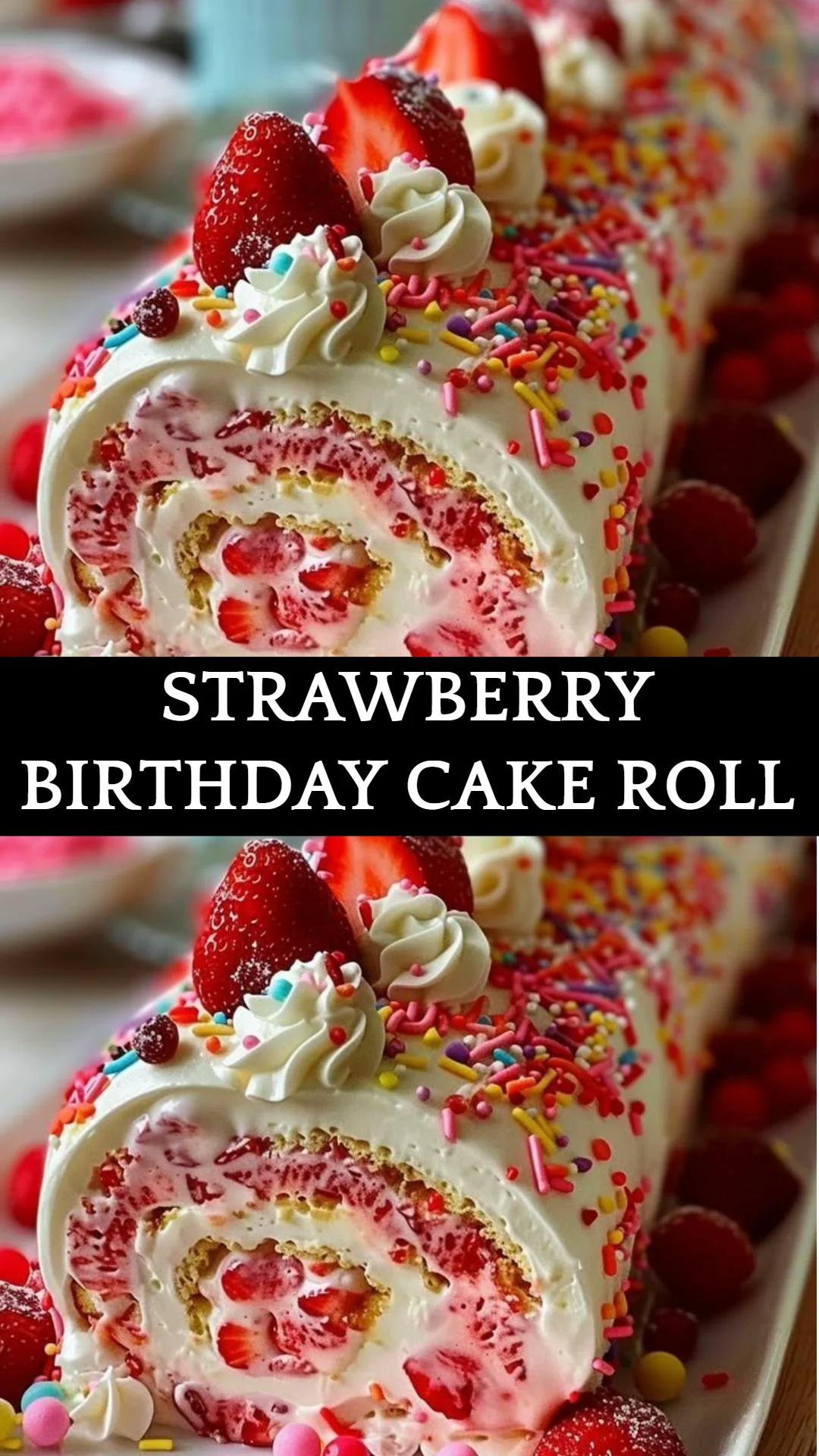 Strawberry Birthday Cake Roll